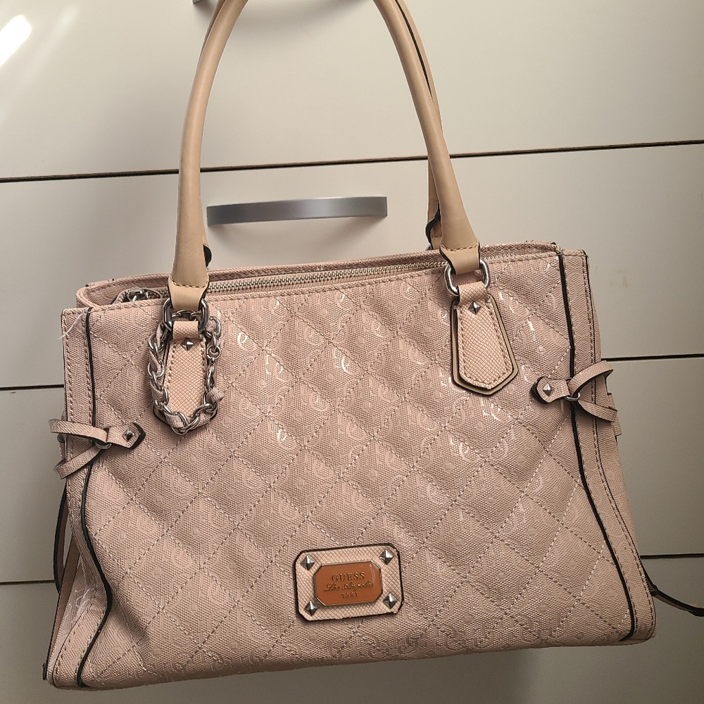 GUESS baby pink quilted handbag